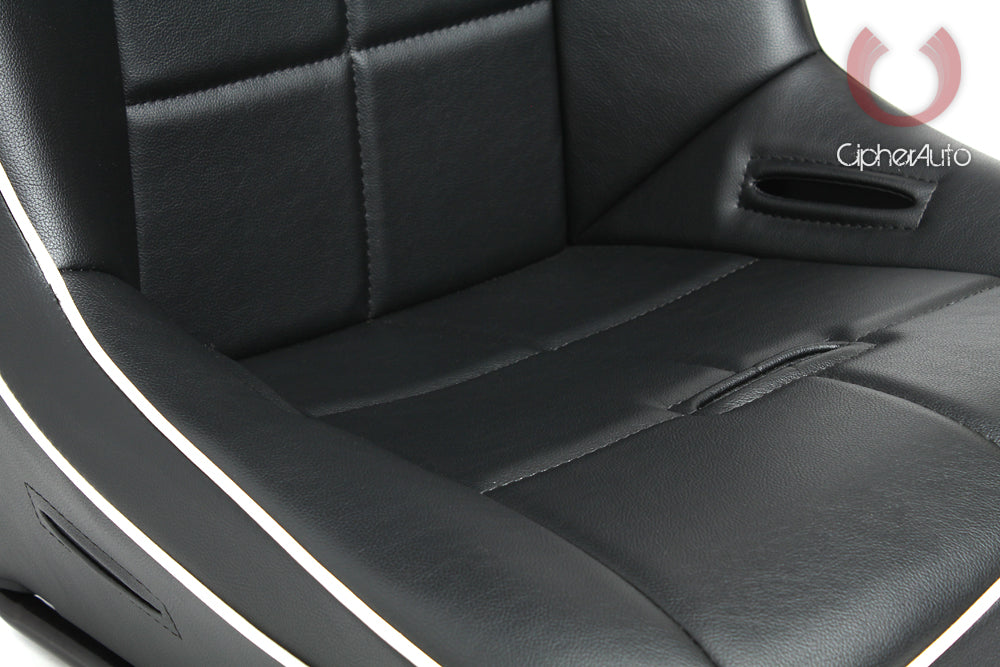 CPA3004 All Black Leatherette w/ White Piping Cipher Auto Universal Fi