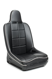 CPA3004 ALL BLACK LEATHERETTE W/ WHITE PIPING CIPHER AUTO UNIVERSAL FIXED BACK SUSPENSION SEAT - SINGLE
