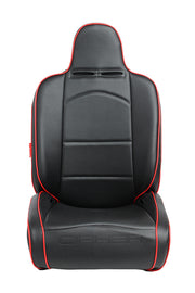 CPA3002 ALL BLACK LEATHERETTE W/ RED PIPING CIPHER AUTO UNIVERSAL RECLINABLE SUSPENSION SEATS - PAIR