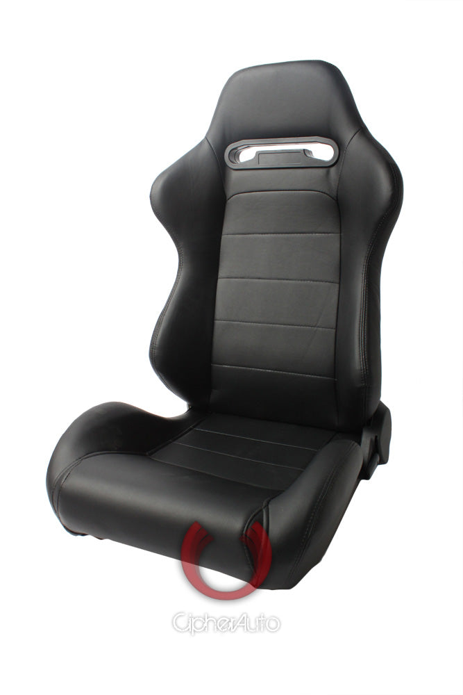 CPA1013 All Black Leatherette Cipher Auto Racing Seats - Pair