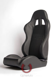 CPA1007 ALL BLACK LEATHERETTE CIPHER AUTO RACING SEATS - PAIR
