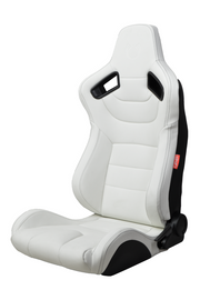 CPA2009 Cipher Racing Seats Eggshell White Leatherette Carbon Fiber w/ Black Stitching - Pair ----OUT OF STOCK