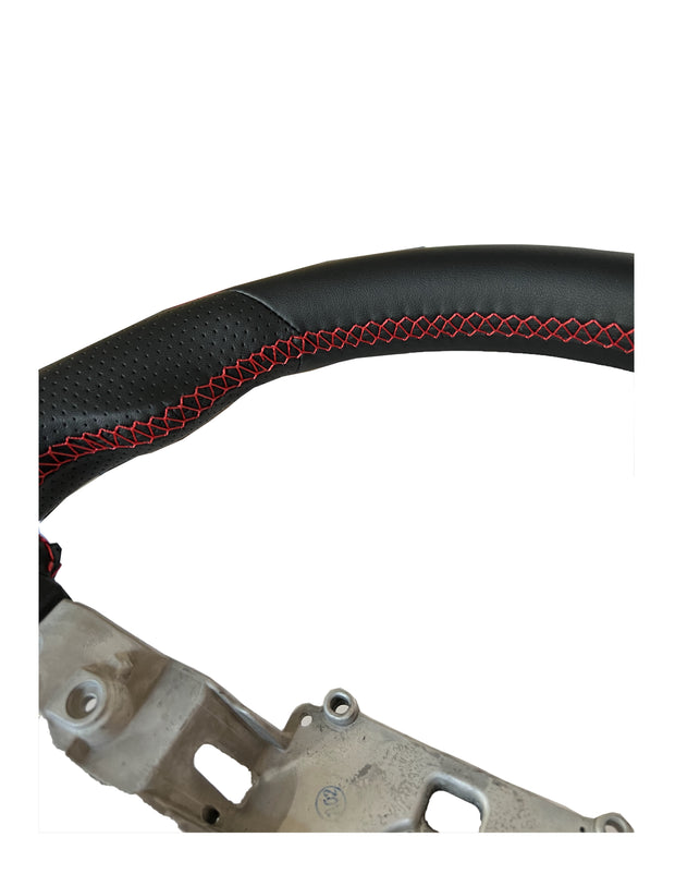 IKON MOTORSPORTS Steering Wheel For 15-21 Subaru WRX & STI – Carbon/Alcantara, Red Stitching & Red Line
