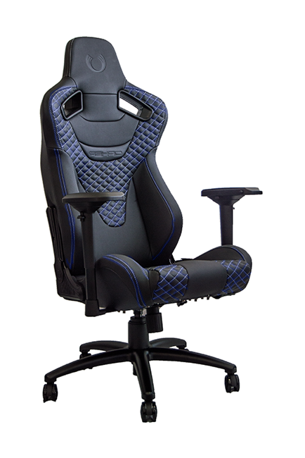 RS Racing Style Seat Black Leatherette Carbon Fiber with Blue Diamond Stitching Premium Office/Gaming Chair